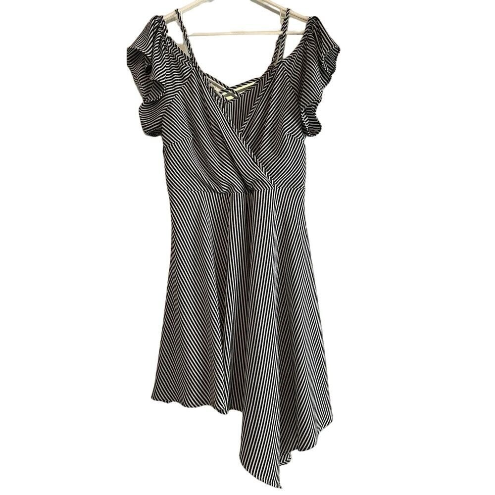 Maurices Striped Dress Women's‎ Large Cold Shoulder Asymmetric Hem Libed